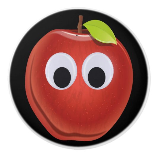 目おもしろいがGooglyの赤りんご セラミックノブ (正面)