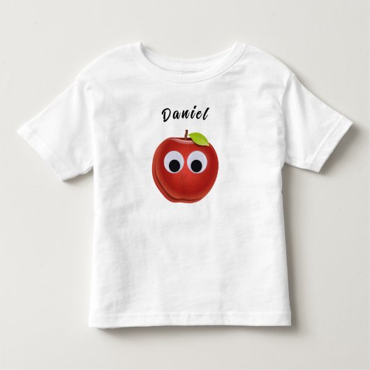 目おもしろいがGooglyの赤りんご トドラーTシャツ (正面)