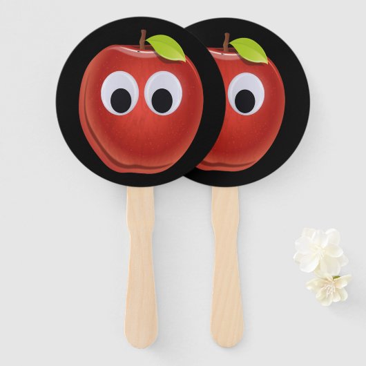 目おもしろいがGooglyの赤りんご ハンドファン (正面&裏面)
