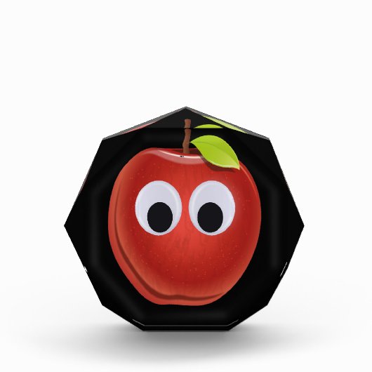 目おもしろいがGooglyの赤りんご フォトブロック (正面)