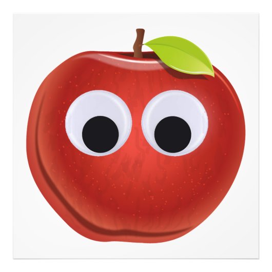 目おもしろいがGooglyの赤りんご フォトプリント (正面)