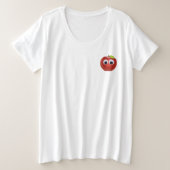 目おもしろいがGooglyの赤りんご プラスサイズTシャツ (デザイン正面)