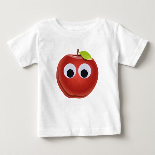 目おもしろいがGooglyの赤りんご ベビーTシャツ (正面)