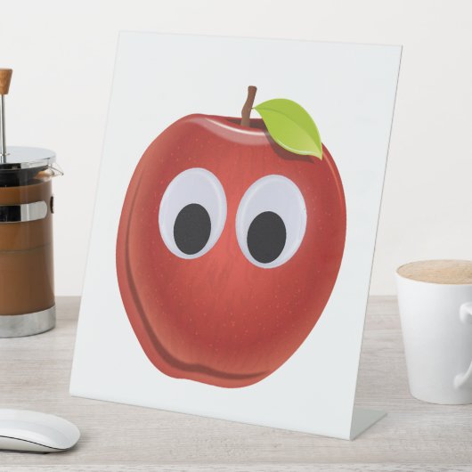 目おもしろいがGooglyの赤りんご 台座サイン (インサイチュ)