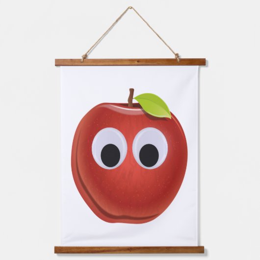 目おもしろいがGooglyの赤りんご 吊り下げ型タペストリー (正面)