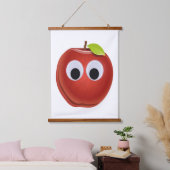 目おもしろいがGooglyの赤りんご 吊り下げ型タペストリー (寝室)