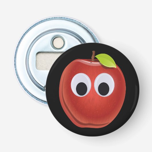 目おもしろいがGooglyの赤りんご 栓抜き (正面)