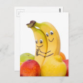 目および口を持つ2本の愛情のあるバナナ ポストカード (正面/裏面)