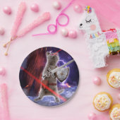 目からレーザーを放つ戦士ネコ ペーパープレート (パーティー)