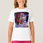 目からレーザーを放つ戦士ネコ Tシャツ (正面)