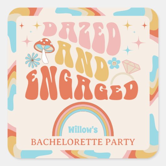 目がくらむようなエンゲージメントのバチェロレッテパーティーの景品 スクエアシール (正面)
