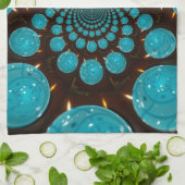 目がくらむようなシアン色の光のディスプレイ・カレイドスコープ キッチンタオル (折り畳み)