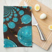 目がくらむようなシアン色の光のディスプレイ・カレイドスコープ キッチンタオル (四つ折り)