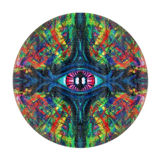 目がねじれトリップ（幻覚体験）のようなて絵画 カッティングボード (正面)