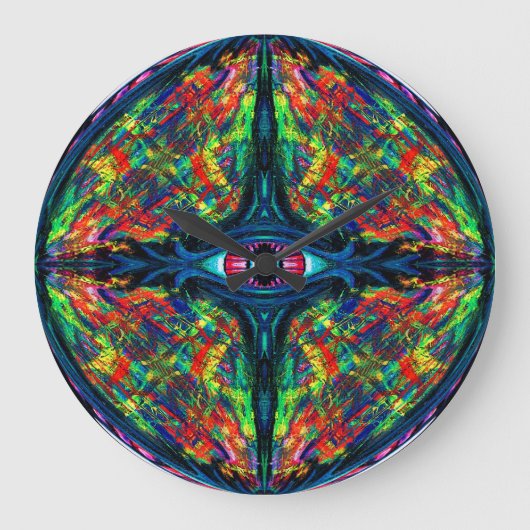 目がねじれトリップ（幻覚体験）のようなて絵画 ラージ壁時計 (正面)