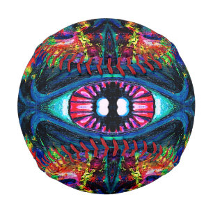 目がねじれトリップ（幻覚体験）のようなて絵画 野球ボール