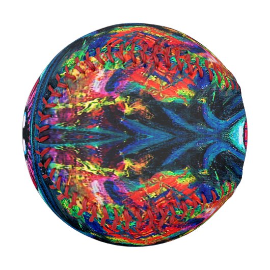 目がねじれトリップ(幻覚体験)のようなて絵画 野球ボール (正面左)