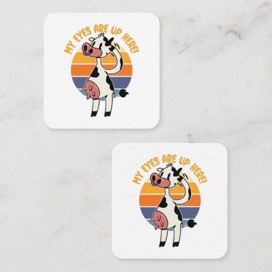 目が上がった! – 牛のおもしろい乳房グラフィック スクエア名刺 (正面/裏面)