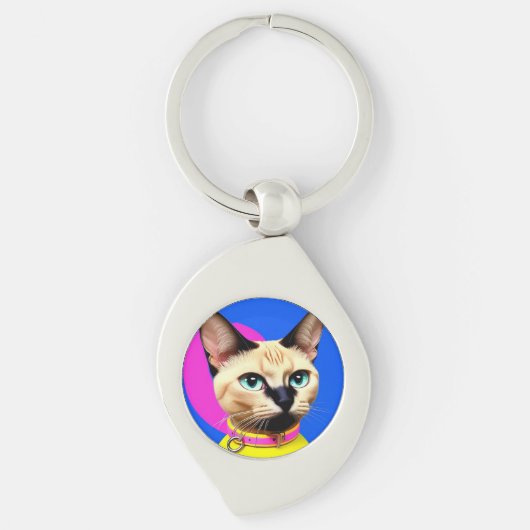 目が印象的な猫 キーホルダー (正面)