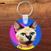 目が印象的な猫 キーホルダー (正面)