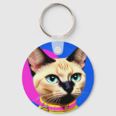 目が印象的な猫 キーホルダー (裏面)