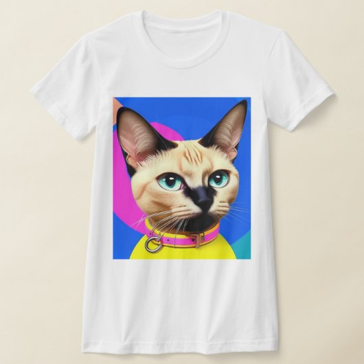 目が印象的な猫 Tシャツ (レイダウン)