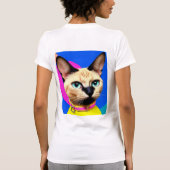 目が印象的な猫 Tシャツ (裏面)