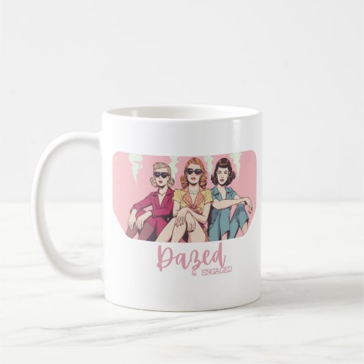 目が回るほど夢中になる デザイン レトロ 女性 卒業パーティー コーヒーマグカップ (左)