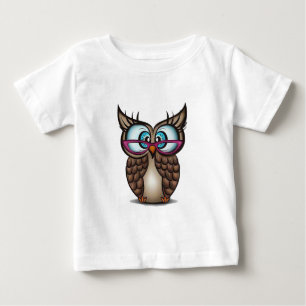 目が大きいフクロウ ベビーTシャツ