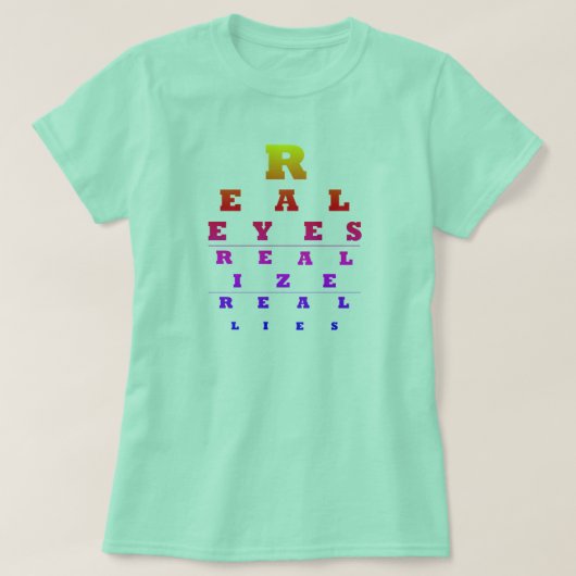 目が実在嘘のTシャツに気づく Tシャツ (デザイン正面)