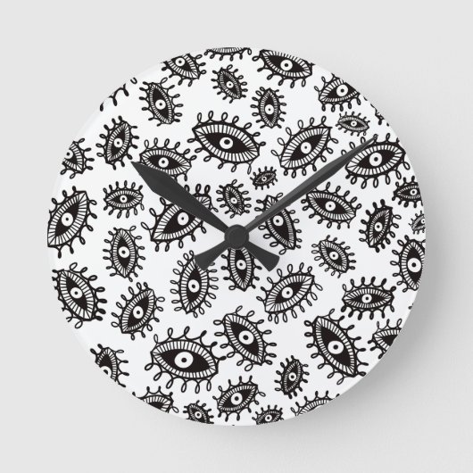 目が白い ラウンド壁時計 (正面)