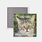 目が緑の猫よりも猫の方が近い マグネット (正面/裏面)