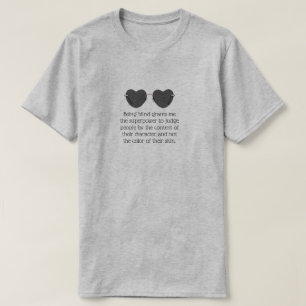 目が見えない,ハート眼鏡,灰色 Tシャツ
