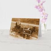 目が覚めろビリー！ヴィンテージヤギの女の子 箔グリーティングカード (蘭)