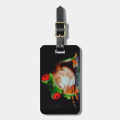 目が赤いアマガエルの荷物のラベル ラゲッジタグ (正面縦)