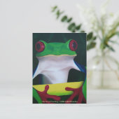 目が赤いアマガエルの郵便はがき ポストカード (スタンド正面)