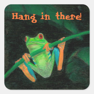 目が赤いアマガエルの"そこのこつ! " スクエアシール