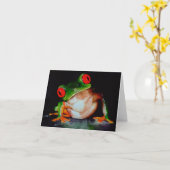 目が赤いアマガエルカード カード (黄色い花)