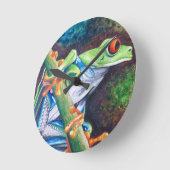 目が赤いカエルの時計 ラウンド壁時計 (傾斜)