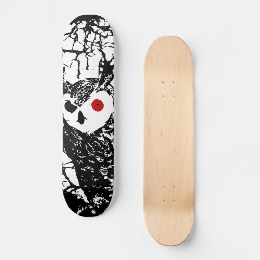 目が赤いフクロウのスケートボード スケートボード (正面)