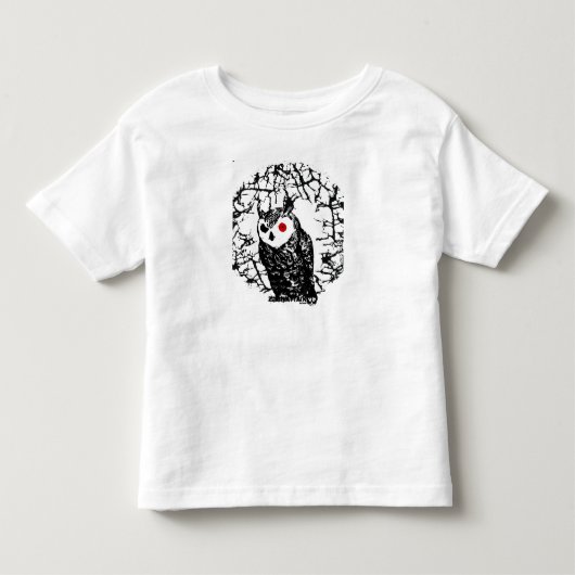 目が赤いフクロウ トドラーTシャツ (正面)