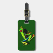 目が赤い緑のアマガエル ラゲッジタグ (正面縦)