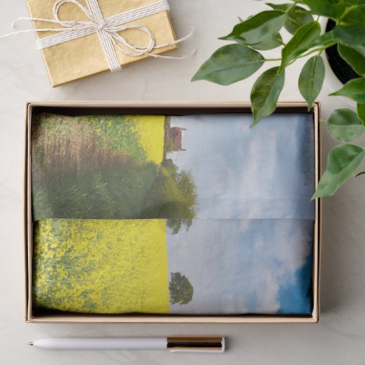 目が農場を見ることができる黄色の花畑 薄葉紙 (ギフト)