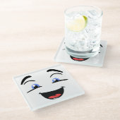 目が青い ガラスコースター (アングル)