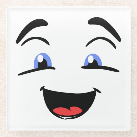 目が青い ガラスコースター (正面)