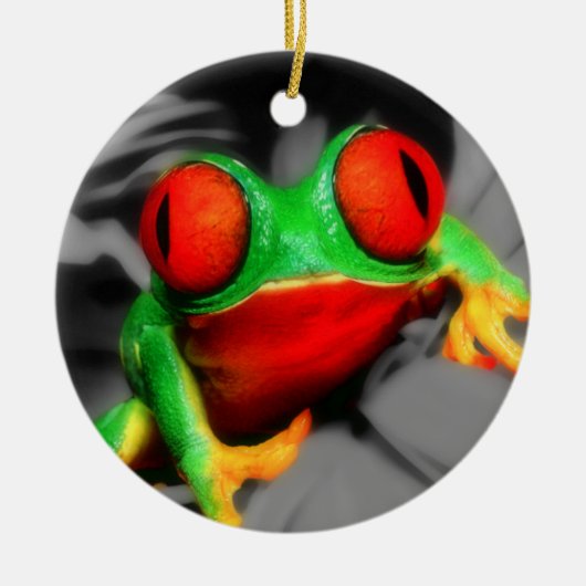 目が飛び出たカエル セラミックオーナメント (正面)