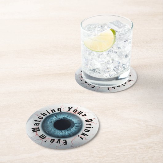 目が飲み物を見ている ラウンドペーパーコースター (インサイチュ)