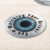 目が飲み物を見ている ラウンドペーパーコースター (アングル)