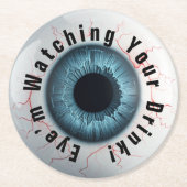 目が飲み物を見ている ラウンドペーパーコースター (正面)