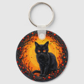 目つきハロウィン白熱［赤熱］光を放つ黒猫 キーホルダー (裏面)